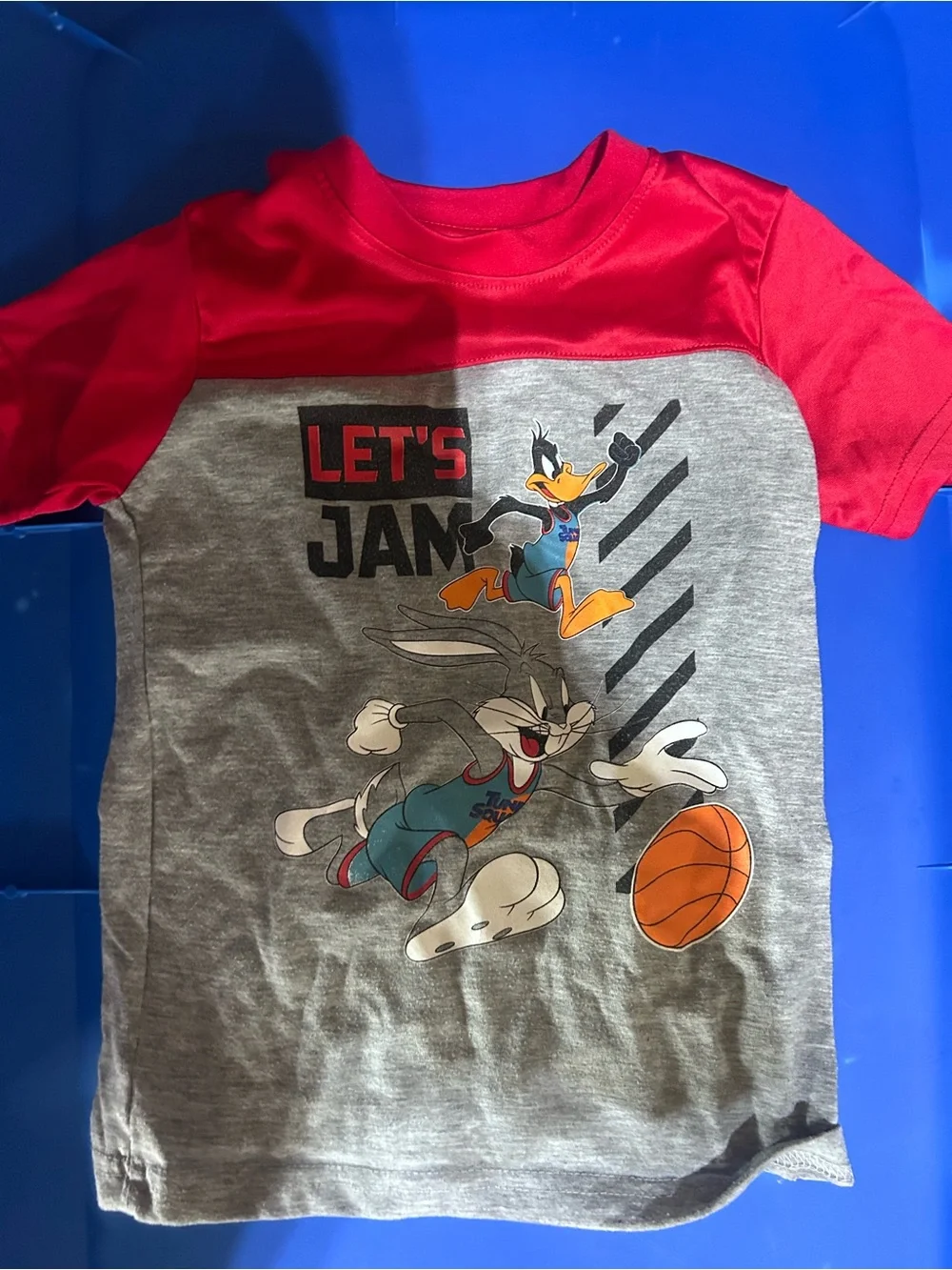 Kids' Looney Tunes 'Let's Jam' Basketball Tee - Grey & Red size 4t